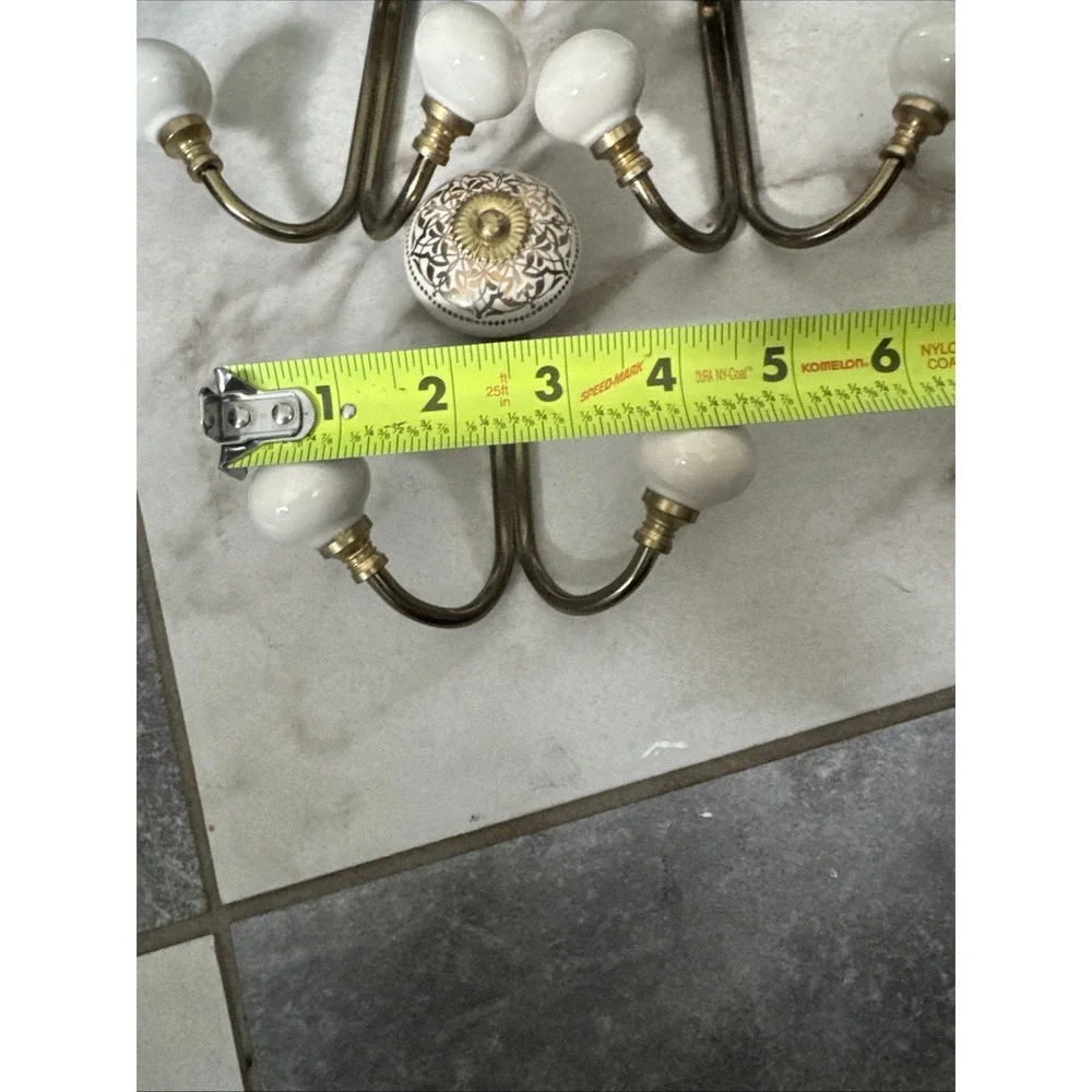Casadecor Ceramic Coathooks Set of 3 White Gold Silver Wall Mounted Home Decor